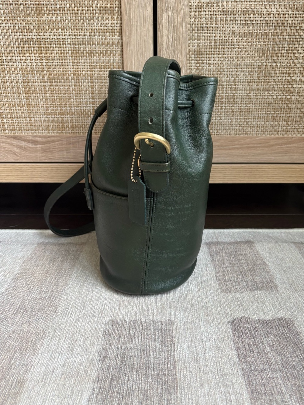 COACH Vintage Thompson Drawstring Bottle Green Bucket Bag Shoulder Bag 4151 - Picture 3 of 13